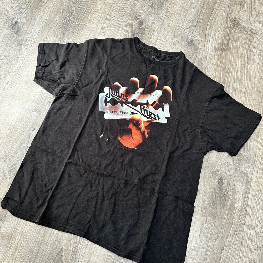 Judas Priest British Steel Black‎ T Shirt Mens Size XL Heavy Metal Rock Band Tee